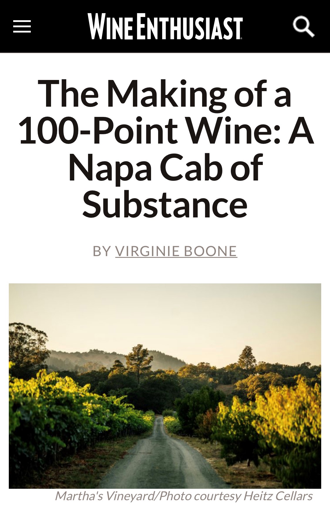 The Making of a 100-Point Wine: A Napa Cab of Substance by Wine Enthusiast